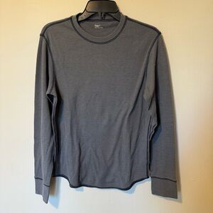 Gap Men's Long Sleeve T-Shirt Gray Blue Stitching EUC Size S